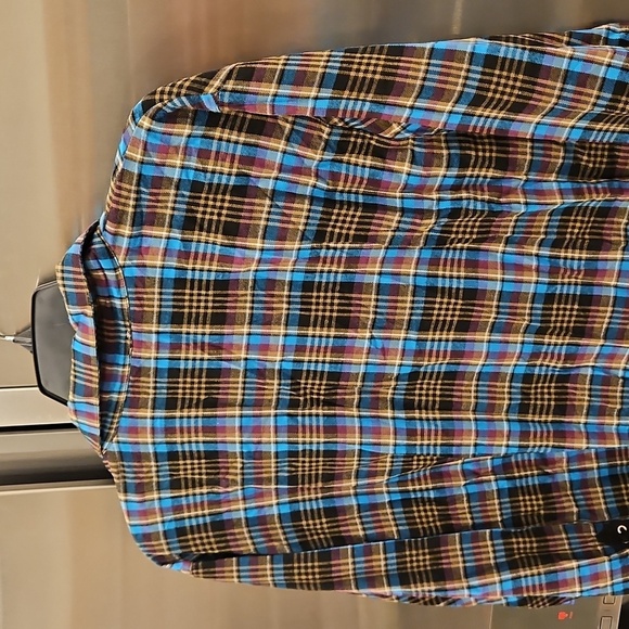 💕SAVAGE x FENTY💕 Tied-Up Tartan PJ Raw Hem Sleep Shirt Blue Plaid Small S NWT - Picture 14 of 16